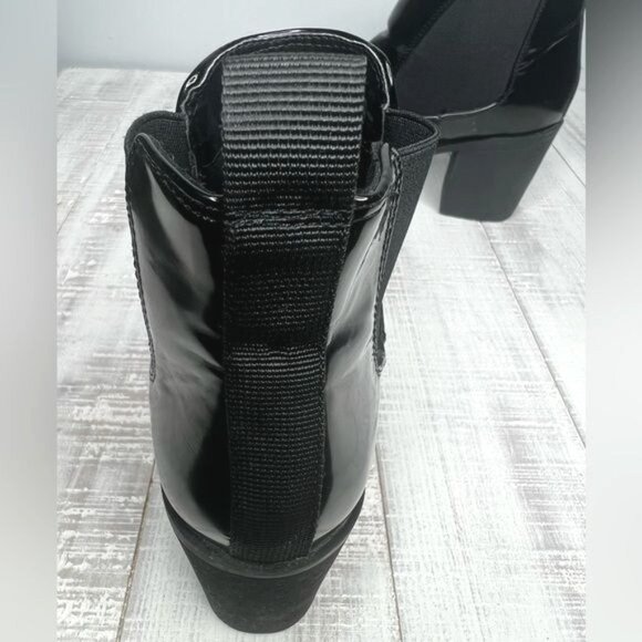 Halston Vegan Leather Heeled Platform Chelsea Boots - Size 8 - Picture 7 of 11